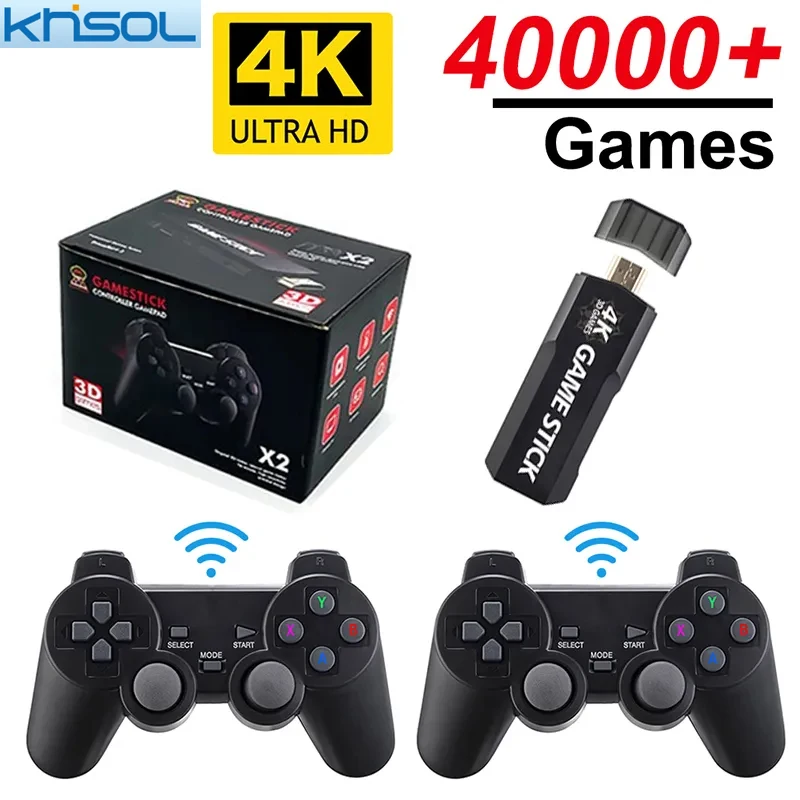 

128G 40000 Games 4K Game Stick Retro Game Console HD Video Game Console 2.4G Wireless Controller For PSP PS1 GBA Best Gift