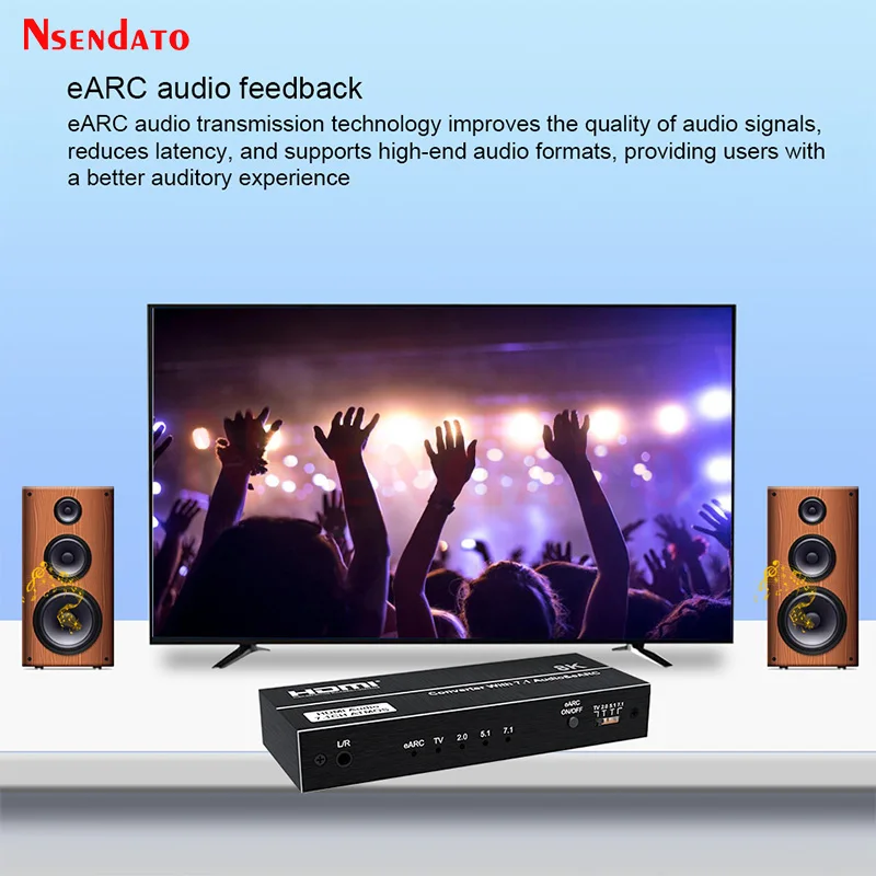 8K 60Hz HDMI eARC Audio Extractor Converter 4K 120Hz HDMI