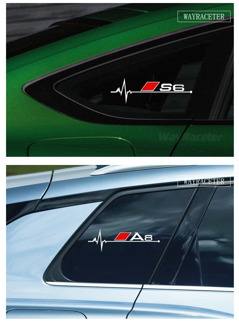 2 Pcs Car Window Sticker Graphics Body Reflective Vinyl Decal For Audi A1 A2 A3 A4 A5 A6 A7 A8 Q2 Q3 Q4 Q5 Q6 Q7 Q8 TT SQ2 S6