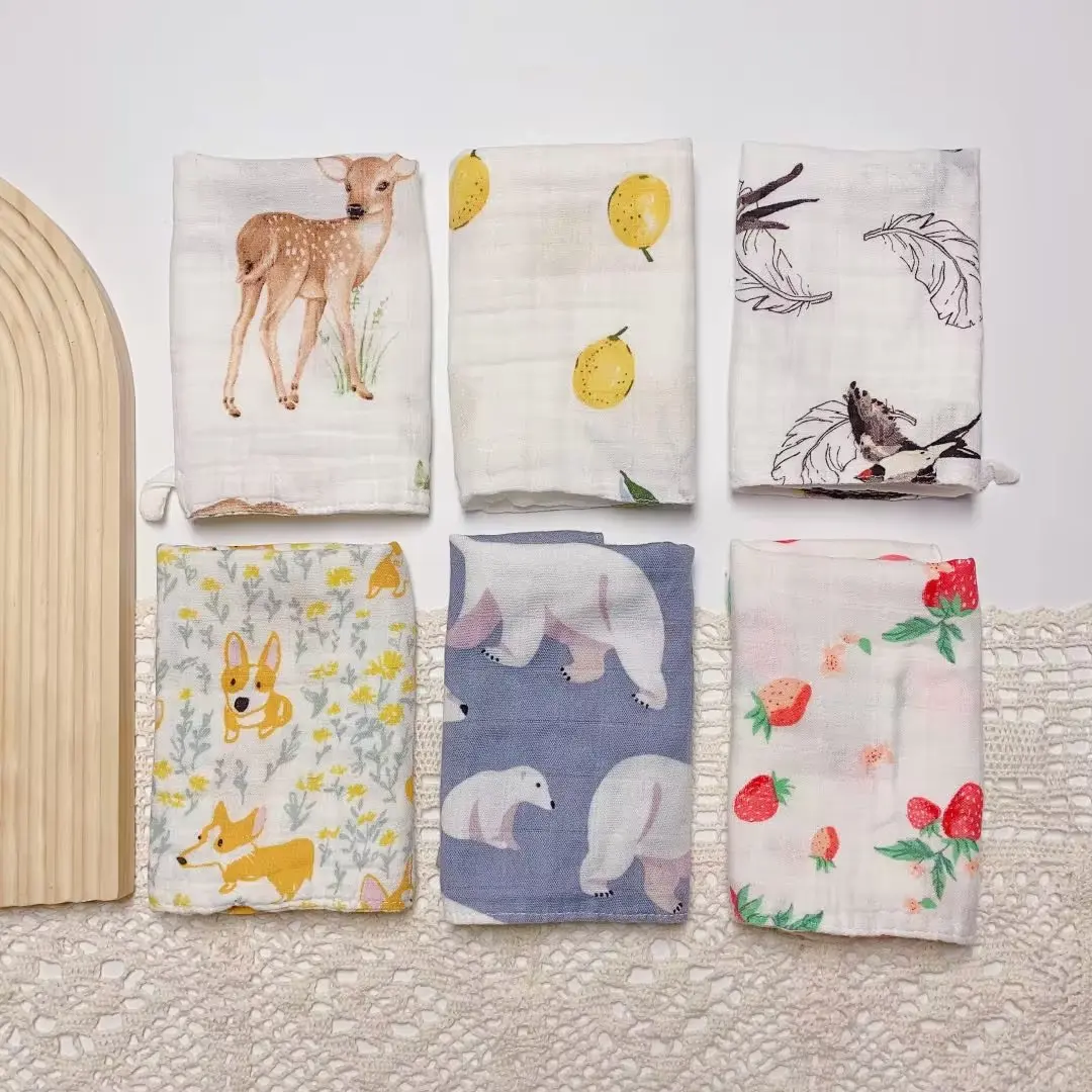 Bamboo Cotton Baby Towel Muslin Squares 4 Layer Gauze Baby Wash Face Shower Towel Newborn Items baby towel