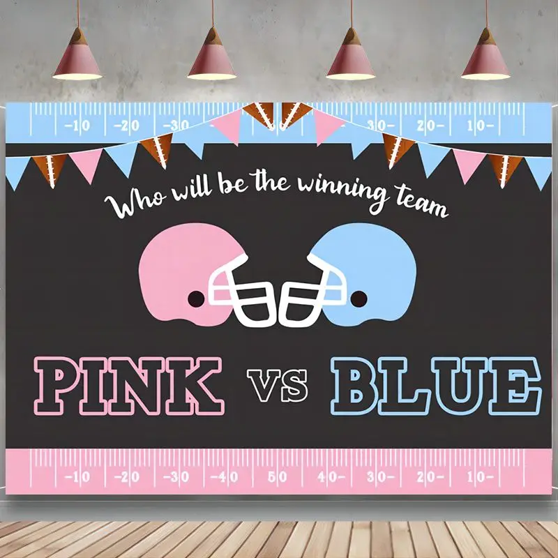 Il Genere Rosa O Blu Rivela Lo Sfondo Sport Baby Shower His Or Her Banner Football Baby Shower Girls O Boys Party Decoration