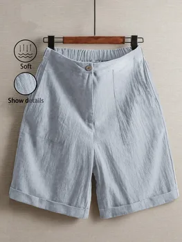 Large-size women's thin five-inch pants for summer, wide-leg casual straight-cut high-waisted fashion outdoor women's pants