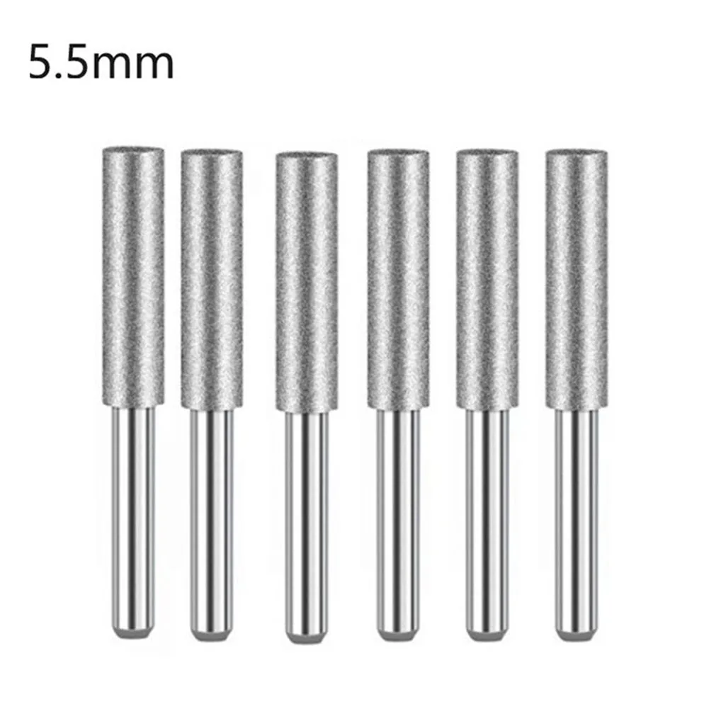 

6pcs Diamond Cylindrical Burr Chainsaw Sharpener Burr Grinder Chain Saw Drill Sharpening Carving Grinding Tools 4/4.8/5.5mm