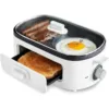 3-in-1 Breakfast Maker Station, Ceramic Nonstick Dual Griddles & Breakfast Sandwiches, 2 Slice Toast Drawer, White 1