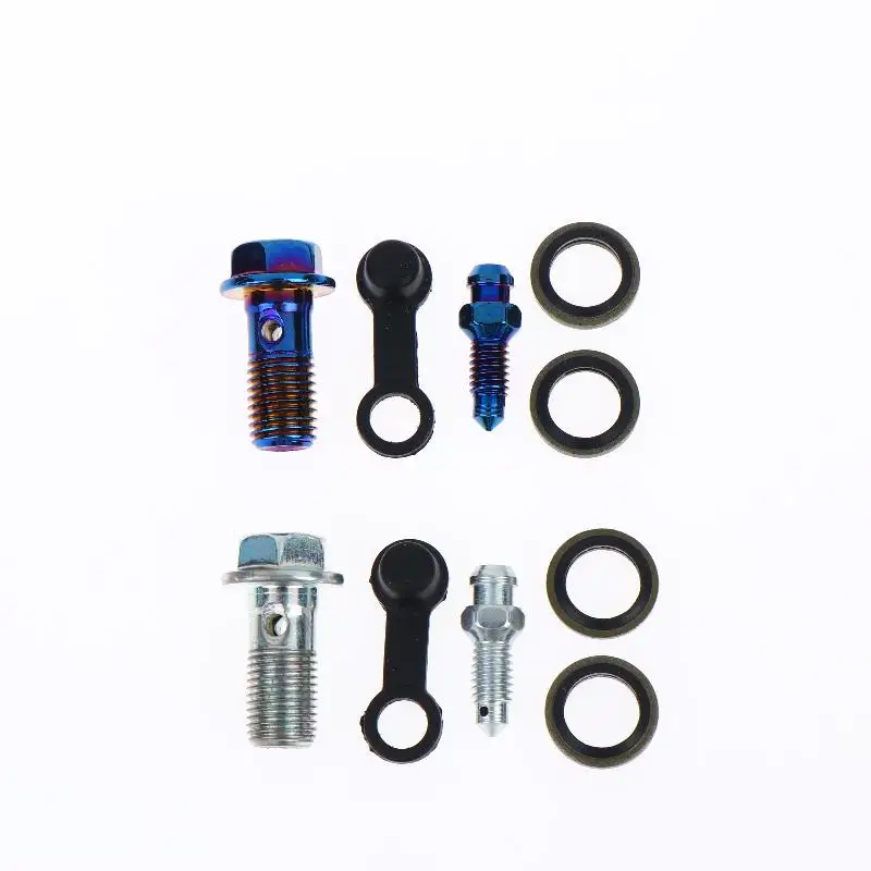 1Set Motorcycle Accessories Brake Bleed Screw Banjo Bolt M10*1.25mm /1.0mm Air Release Brake Caliper Cylinder Screw