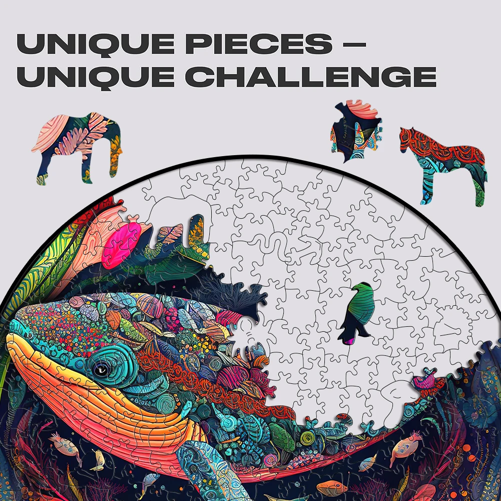 Wooden Puzzle Mandala Whale Jigsaw Puzzles Toys For Boys Animal Wood Puzzle Gifts For Friends Puzzle Lovers Kids Games Boardgame 3