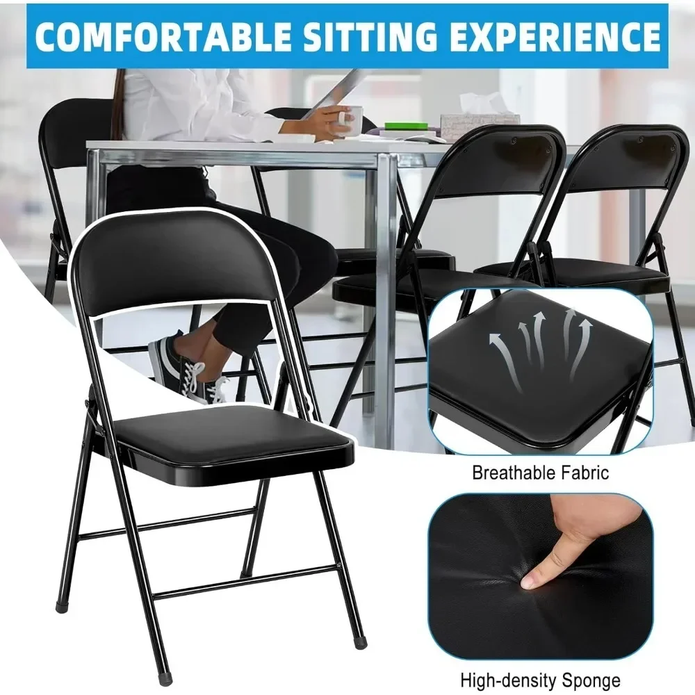 4-piece Set of Soft Cushioned Folding Chairs for Indoor and Outdoor Activities, Family Restaurants, Etc 18"D X 18"W X 31"H
