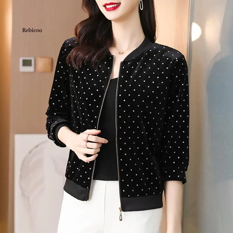 

Новинка 2022, Модные осенние бархатные куртки, Женская Базовая куртка с длинным рукавом, повседневные бейсбольные короткие куртки, женские куртки, верхняя одежда