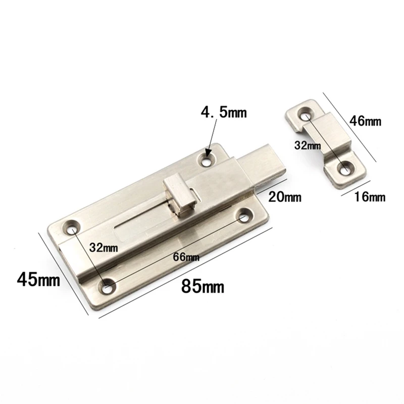 Door Latch Stainless Steel Bolt Latch Door Bolt Partition Wood Door Bathroom Cabinet Latch Double Head Plug Square Pin