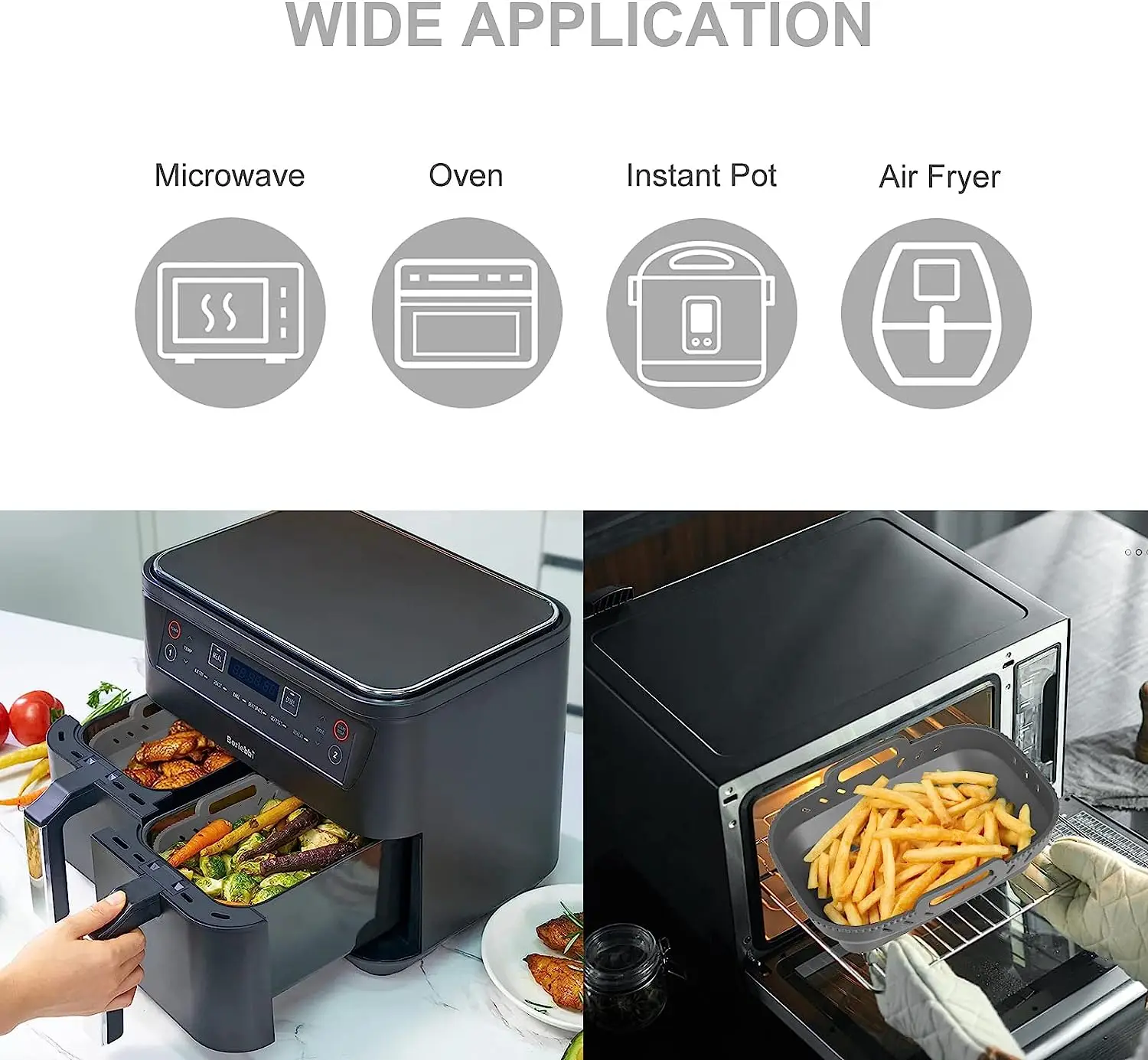 Collapsible Silicone Air Fryer Liners Compatible with 8 QT Ninja