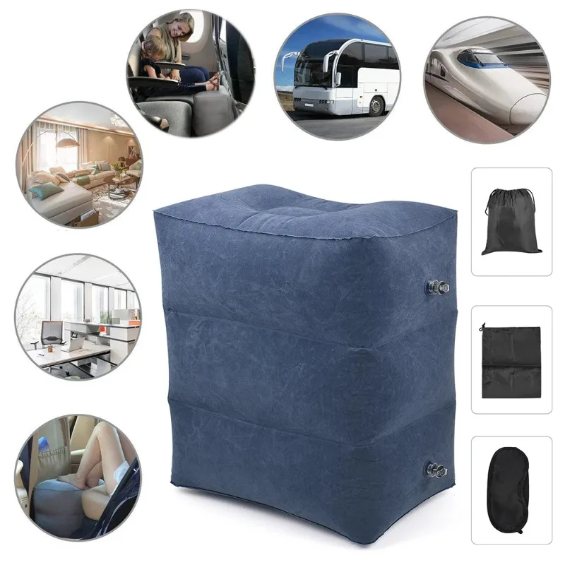 Three Layer Mat Inflatable Mattress Air Foot Rest Pillow Long Distance Car Plane High Speed Rail Teavel For Sleep Bed