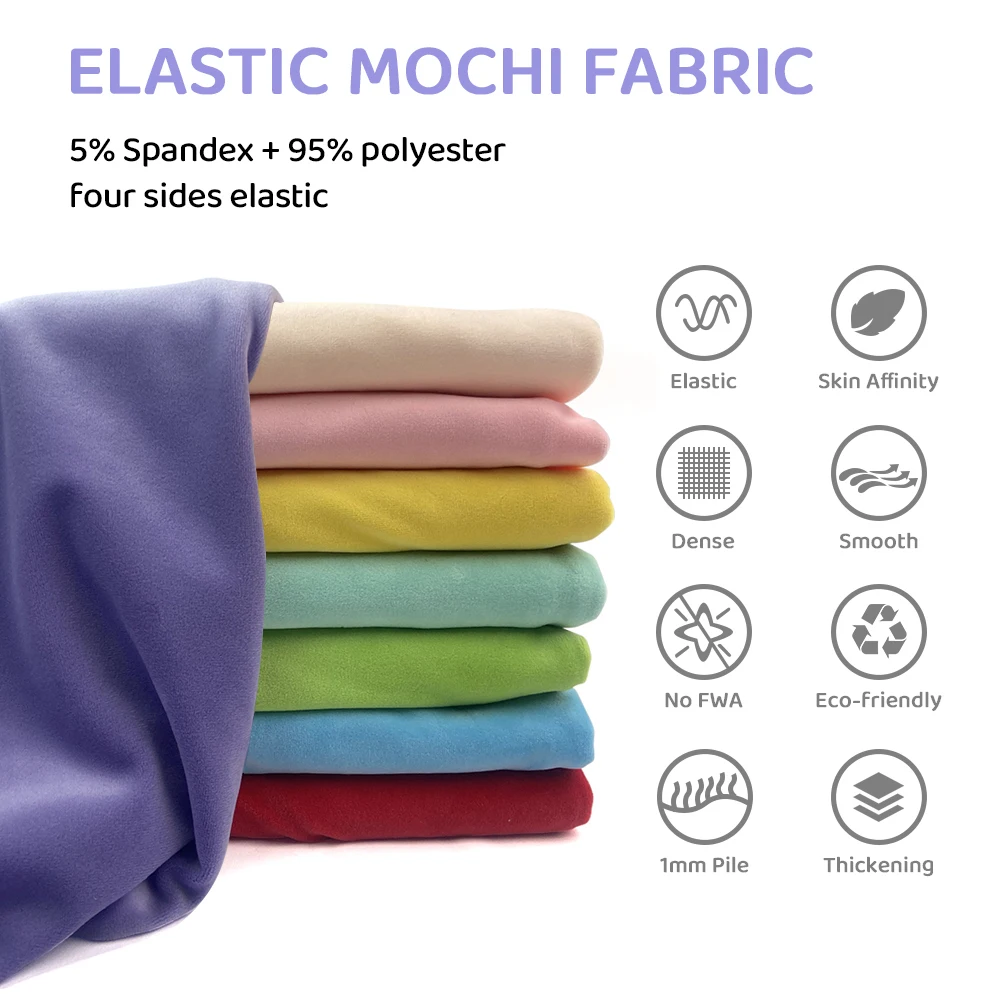 50x50cm Stretch Mochi glatter Minky Stoff hopen 5% Polyester Spandex Stretch 4 Seiten Plüsch Stoff für DIY Näh spielzeug – Detail 16