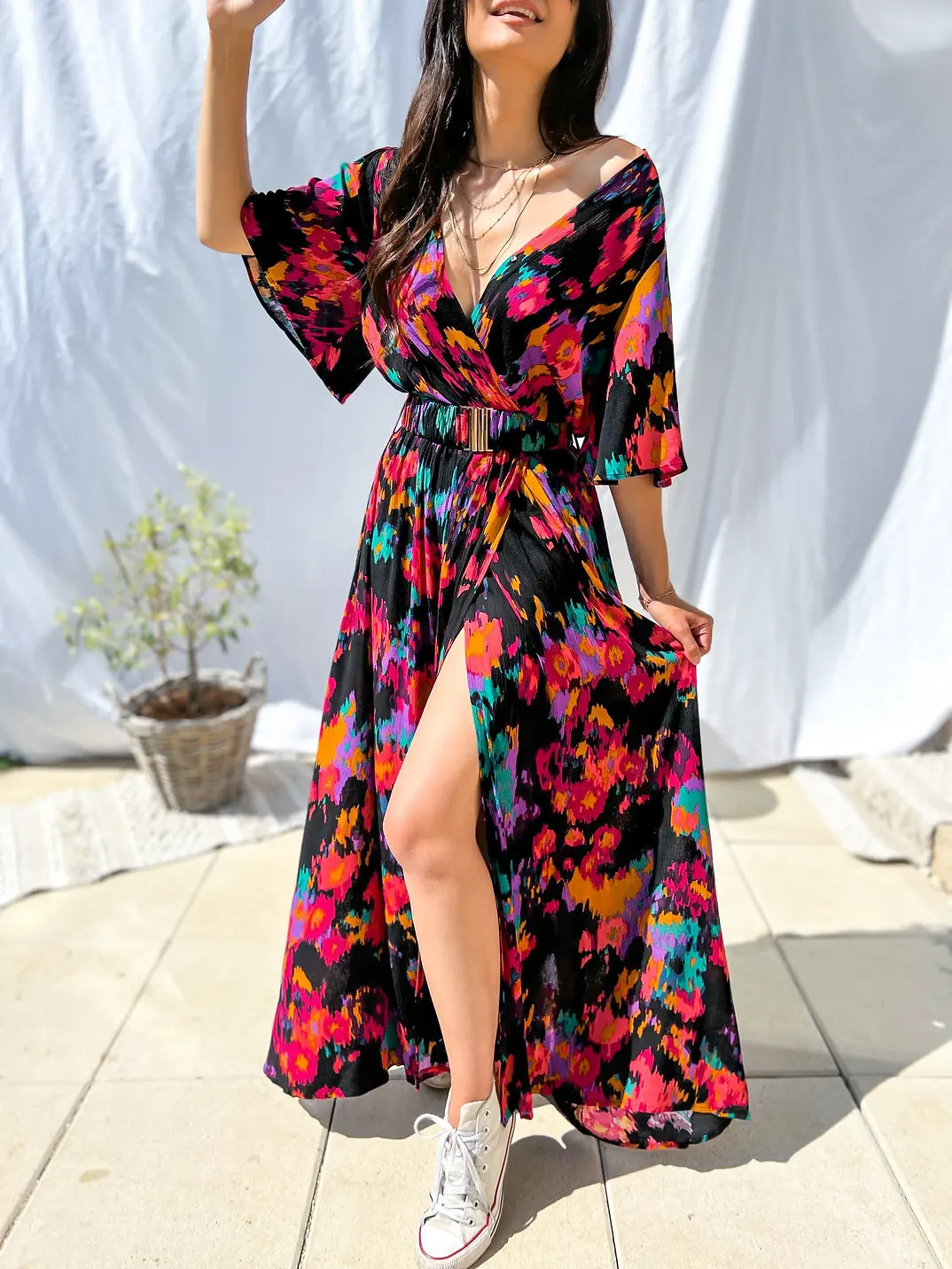 Summer Sexy Deep V Neck Short Sleeve Maxi Dress Women Casual Beach Floral  Print Party Dresses For Women Boho Holiday Clothing - купить по выгодной  цене | AliExpress
