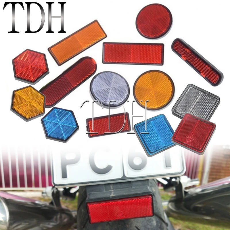 Red Yellow Motorcycle Reflector Rear Tail Brake Stop Marker Universal ...