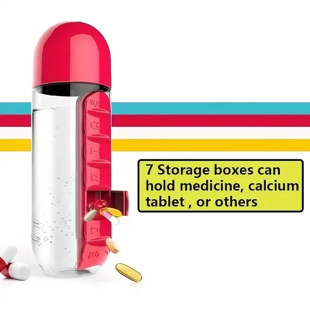 Multi functional 2-in-1 water cup medicine box, 7-day medicine box, outdoor portable water bottle medicine box cup 5