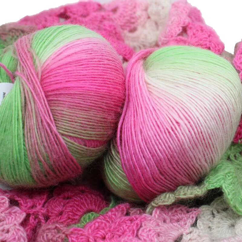50g/Roll Colorful Pure Cotton Cake Gradient Cotton Rainbow DIY Scarf Shawl Hat Sweater Skirt Wool Yarn Crochet 6