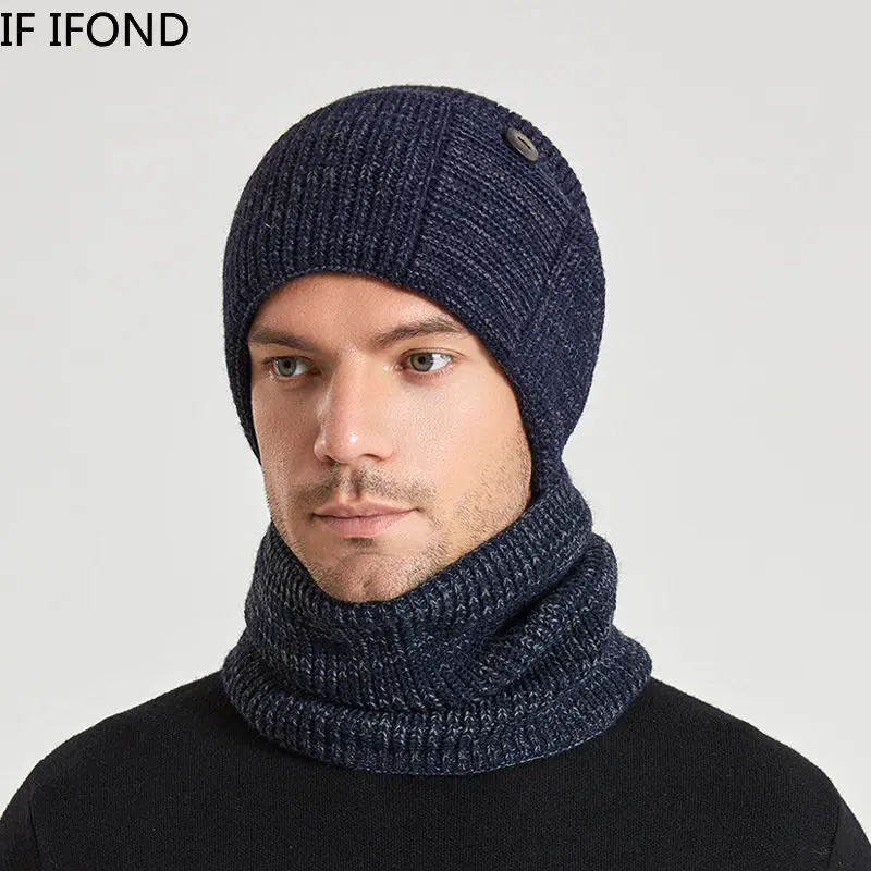 Skullies – Bonnet tricoté pour homme, écharpe, cache-cou, Baggy