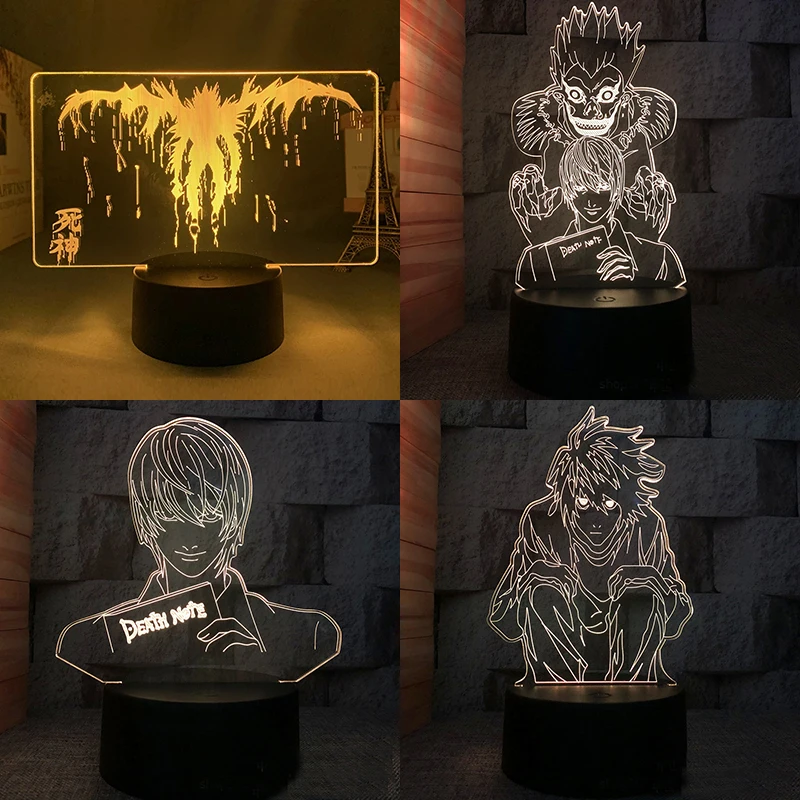 

Death Note 3d Led Lamp For Bedroom Mange Night Lights Anime Action Figure Room Decor Gift For Boyfriend Luces