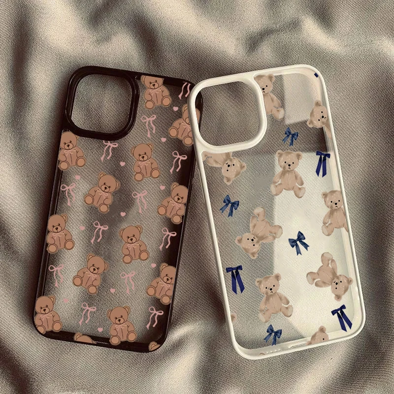 Charming Teddy Bear Bowknot Phone Case - Adorable Design with Enhanced Protection