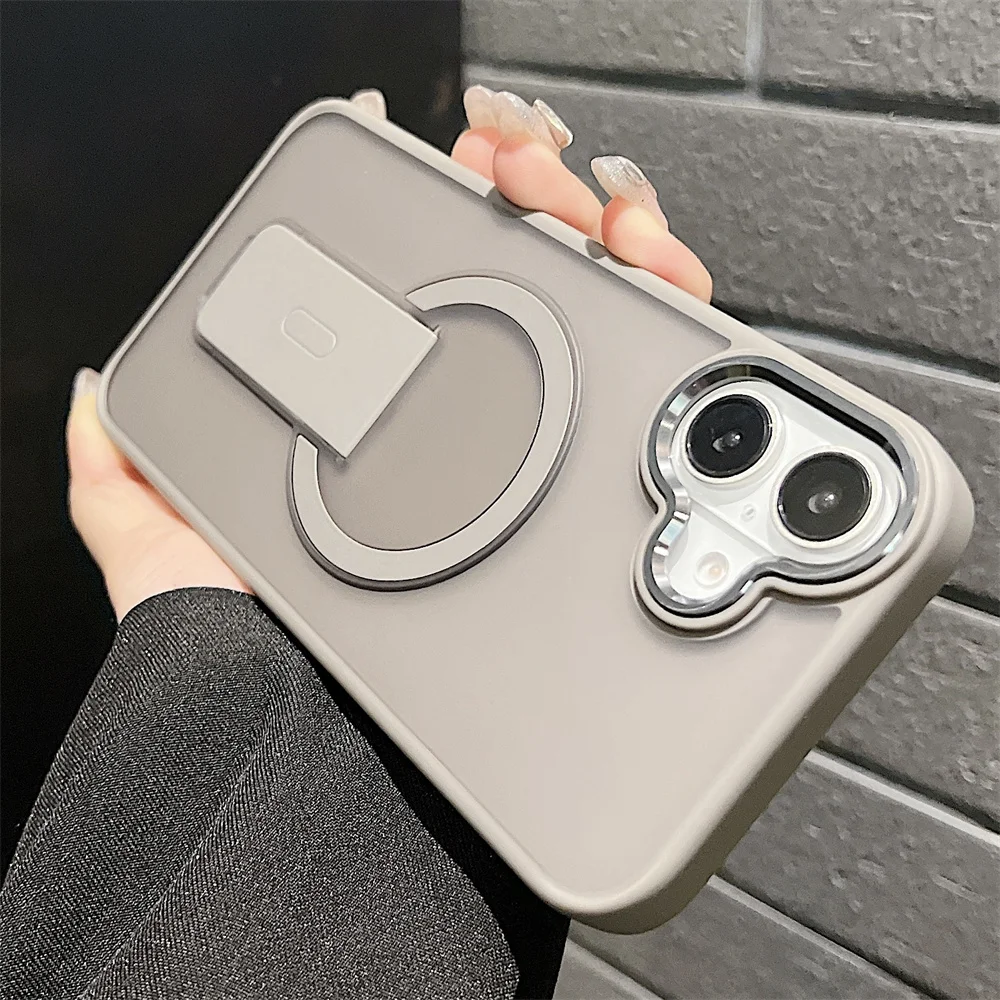 Coque de téléphone magnétique translucide mate pliable pour iPhone 16 15 14 13 12 11 Pro Max, coque arrière givrée antichoc de luxe_voghion.com