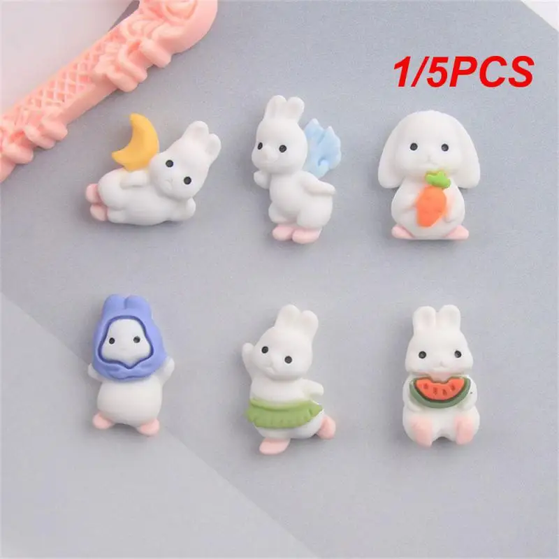 1/5PCS Decor Cartoon Angel Bunny Jewelry Decoration Resin Cream Ornaments Resin Cream Glue