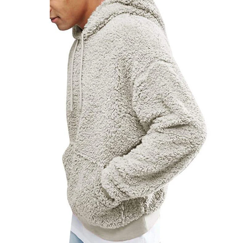 

2022 Fall Winter Casual Solid Color Fleece Hooded Sweatshirts For Men Fashion Drawstring Tie-up Hoodie Pullover Mens Trend Tops