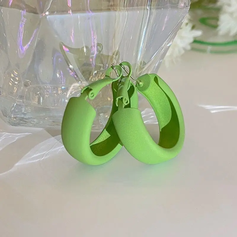 Fresh Mint Blue Wild C-Shaped Earring Earrings Girl Heart Soft Girl Candy Color Korean Style Earrings Women