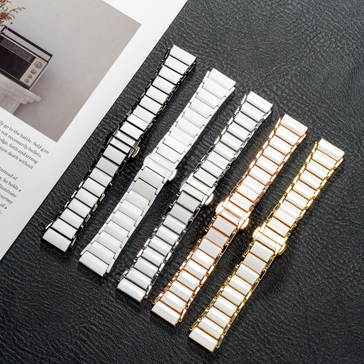 18mm Durable Ceramic Watch Strap with Metal Butterfly Buckle