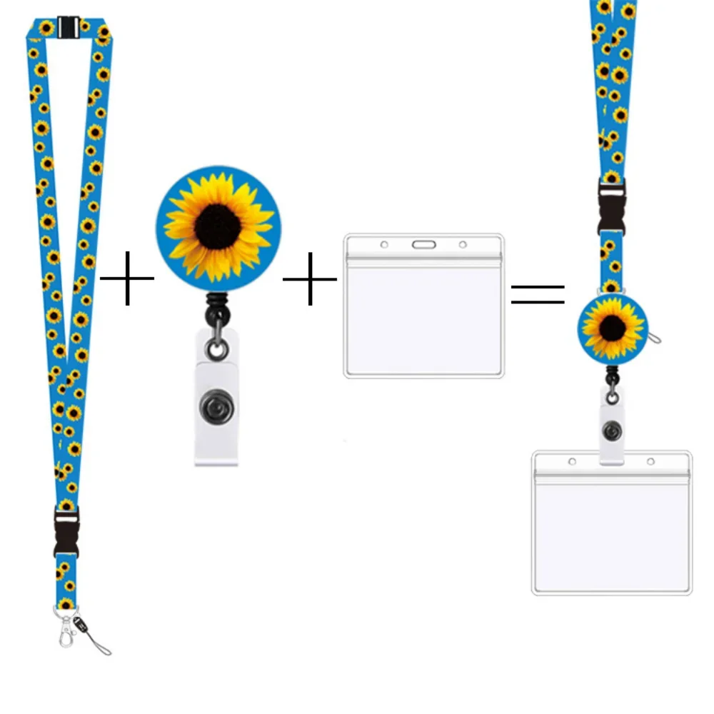 Badge Holder Keychain Car Keychain Sunflower Keychain Keycord Lanyards for Keys ID Card Name Badge Holder Mobile Phone Hang Rope Keyring