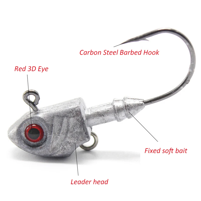 5pcs/Bag Jighead Fishhooks 7g 10g 14g 20g Barbed Worm Fishing Lure Hook  Soft Lure Jig Head Artificial Bait Fishing Tackle M165