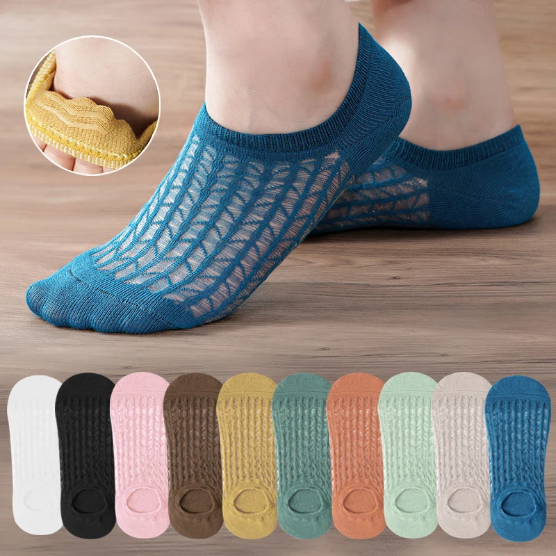 5 Pairs New Mesh Women's Socks Summer Women's Boat Socks Pure Cotton Women's Invisible Socks
