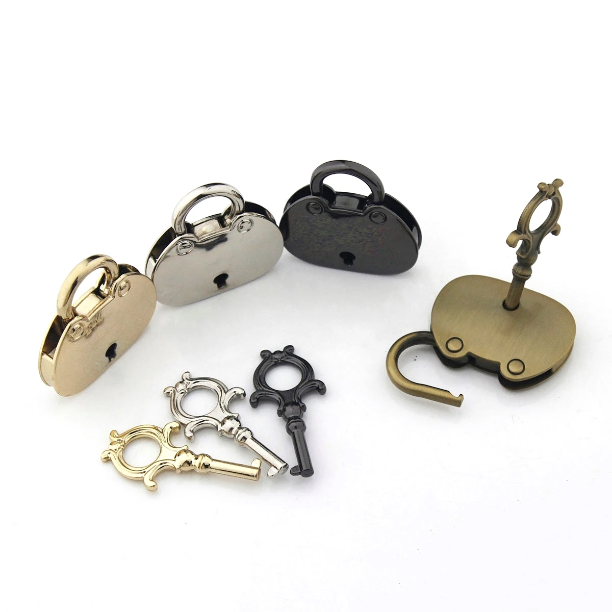 1pcs Fashion Metal Decoration Lock Mini Vintage Padlock Bag Suitcase Luggage Box Key Lock With Key DIY Hardware Accessories