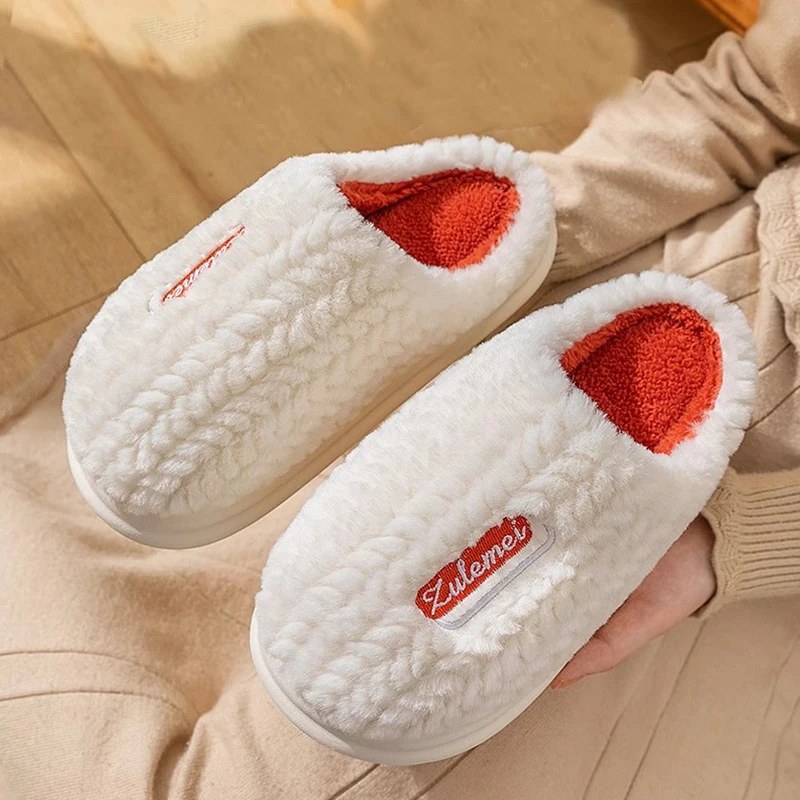 2024 New Cotton Slippers for Women Winter Indoor Home Couple Thick Bottom Warm Home Plush Slippers for Men 2