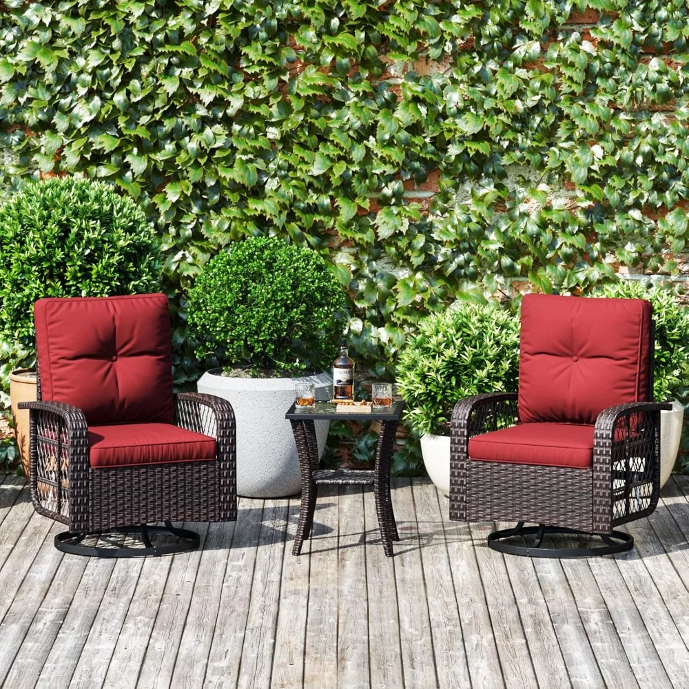 Aoxun 3-Piece Patio Set wicker rocking chairs - image 2