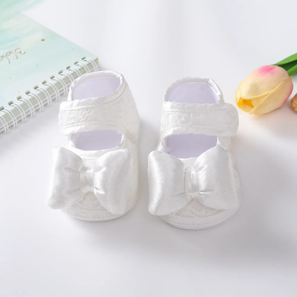 White Lace First Walker Baby Girls Little Princess Dress Shoes Flower Bow Toddlers Shoes Soft Sole Baby Shoes Infant Prewalker 6