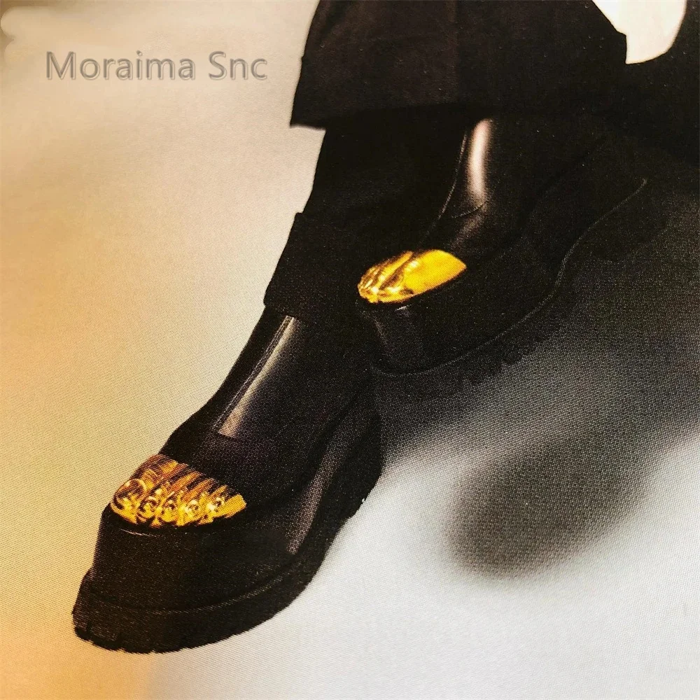 Gold Five Fingers Chunky Platform Women's Boots Ankle Boots Novelty Design Stretch Over The Knee Sock Boots Luxury Leather Boots