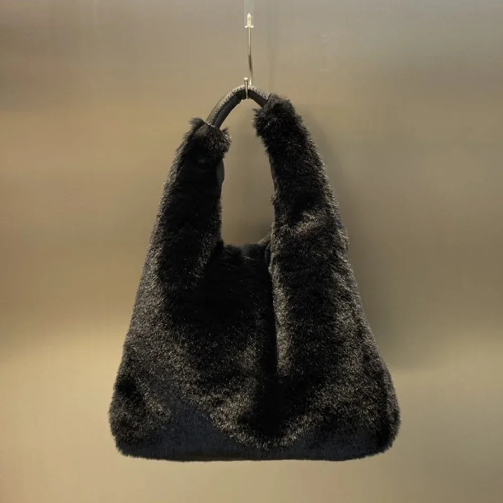 

Casual Soft Fur Tote Winter Warm Plush Women Shoulder Bag Designer Faux Fur Bags for Women Handbags Large Shopper Purses Hobos