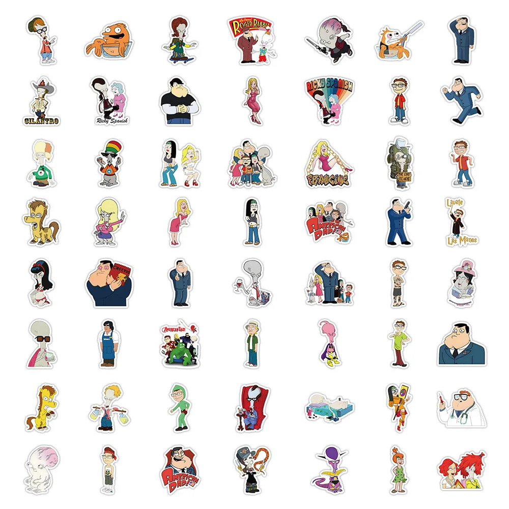 10/30/50pcs Disney Movie American Dad Stickers for Kids Waterproof Decorative Skateboard Phone Case Car Cute Cartoon Decals Toys