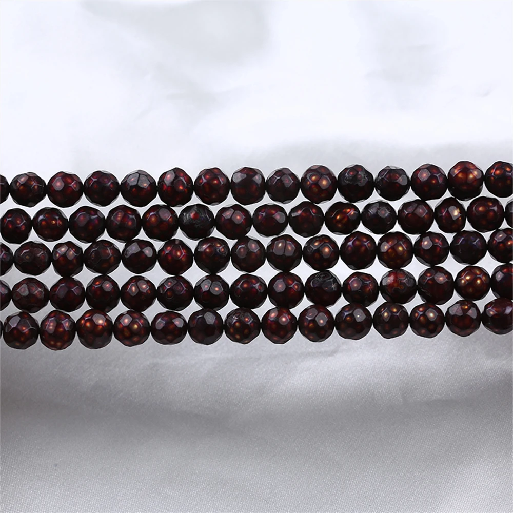 

Граненые жемчужные бусины 8 мм, натуральный пресноводный жемчуг красного цвета, оптовая продажа, жемчужное ожерелье в стиле барокко