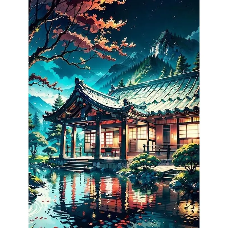 

GATYZTORY Courtyard Scenery Painting By Numbers For Adults DIY Kits HandPainted On Canvas Oil Picture Drawing Coloring By Number