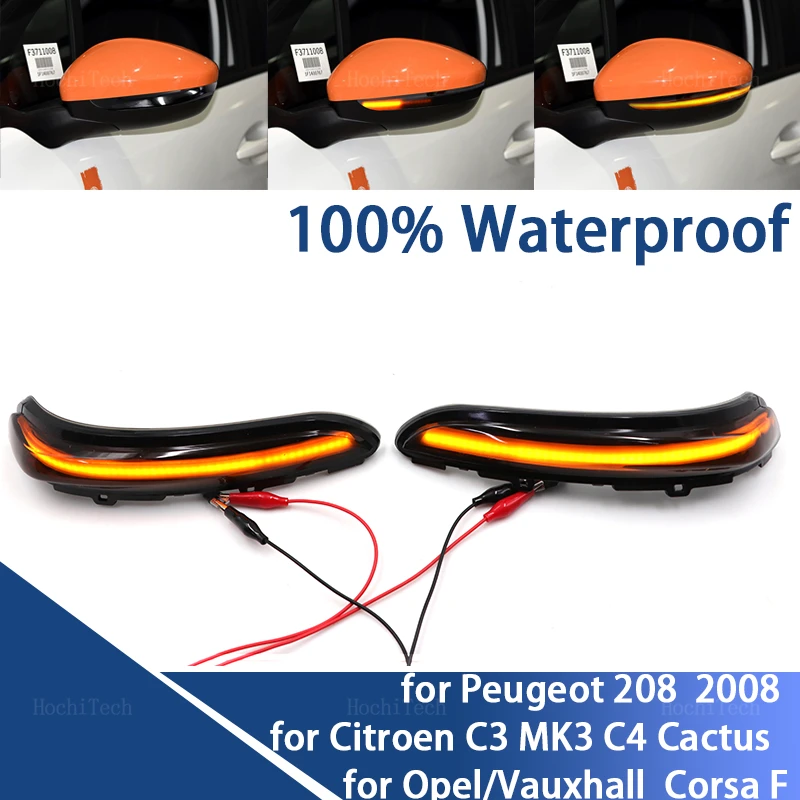 Per Peugeot 208 2008 12-22 Citroen C3 Mk3 C4 Cactus Opel Corsa F Dynamic Black Led Indicatore Di Direzione Sequenziale Specchietto Retrovisore Luce
