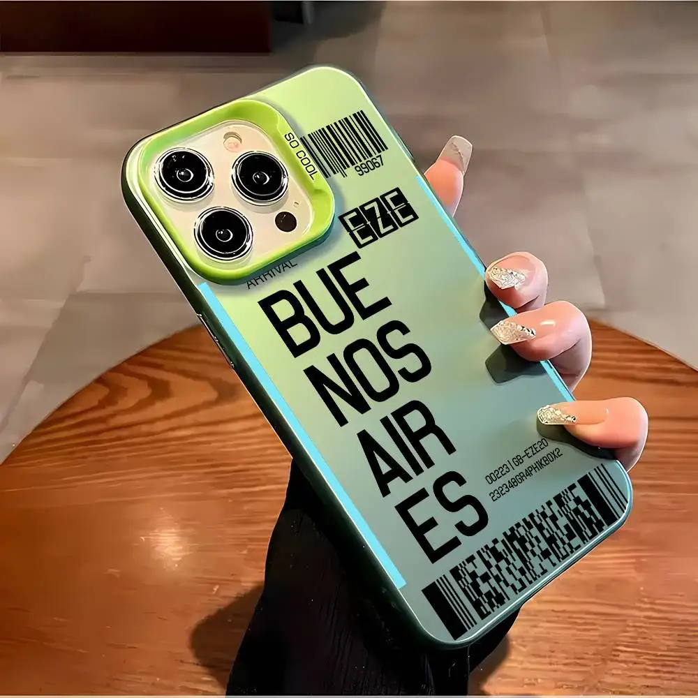 Argentinien Flugzeug Ticket Handyhülle für iPhone 16 15 14 13 12 11 Plus Pro Max mehrfarbige Aurora Laser stoßfeste Funda Cover – Detail 12