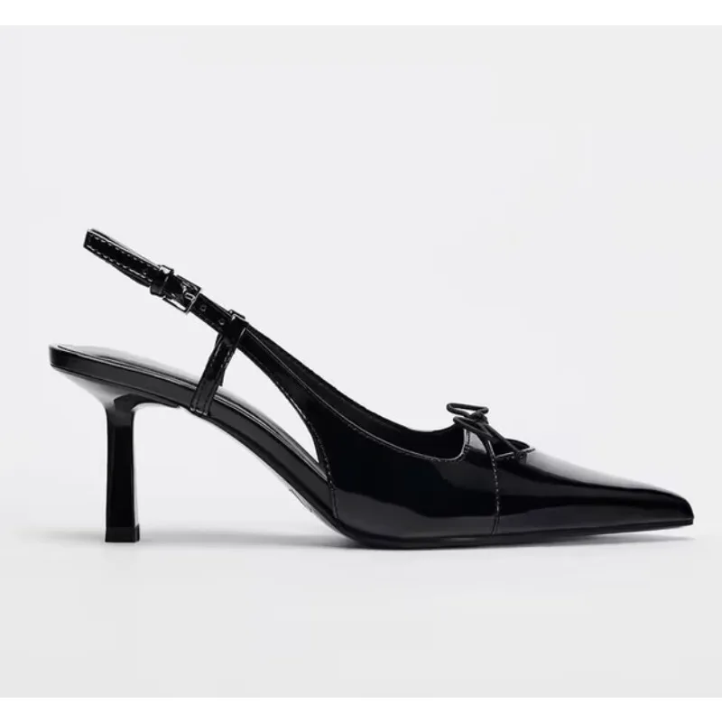Women High Heels Shoes Pointed Toe Slingbacks Buckle Strap Party Pumps