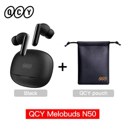 QCY Melobuds Premium ANC Wireless Earbuds with Enhanced Noise Cancellation and Crystal - Clear Calls (Black with Pouch)