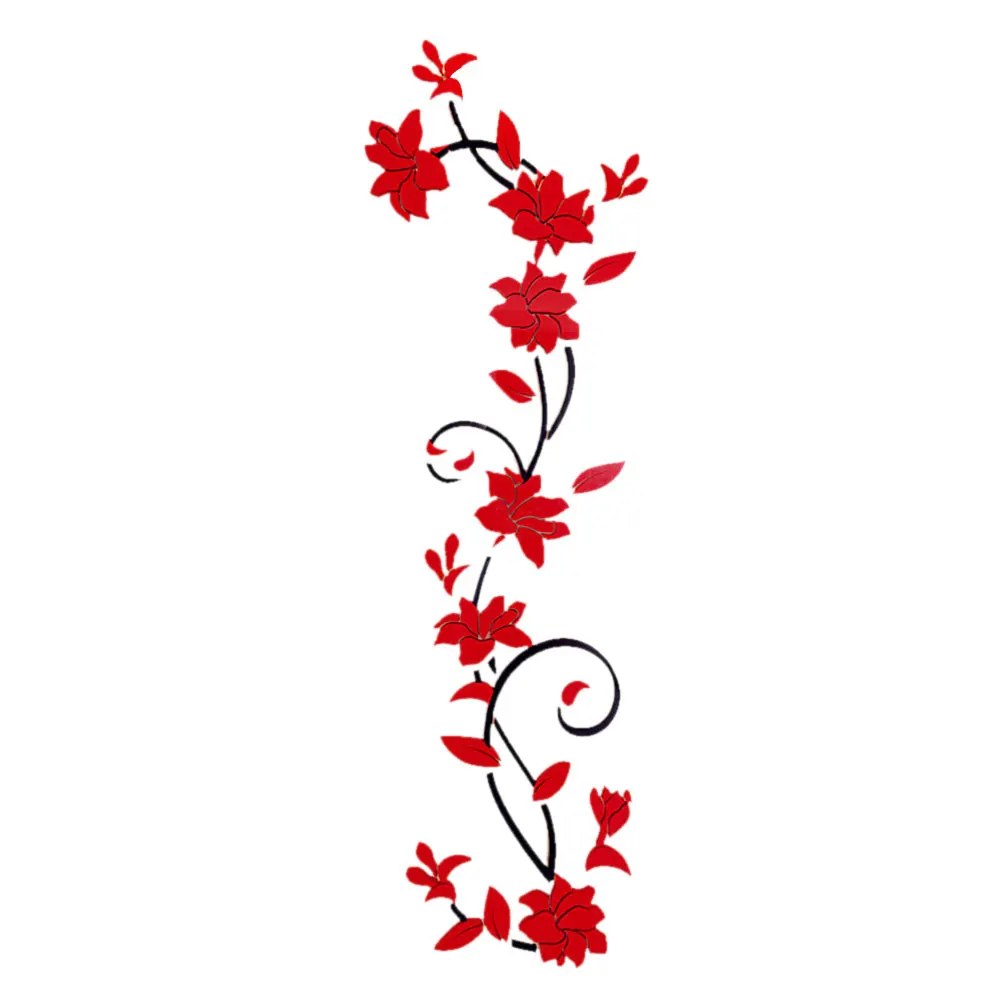 3D Rose Flower Rattan Wall Stickers Romantic Rose Flower Wall Sticker for Office Bathroom Living Room