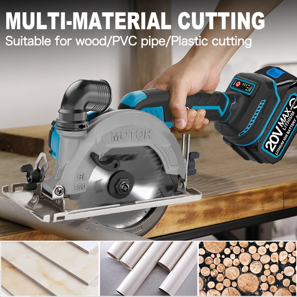 Brushless Circular Saw 6inch Cordless Electric Saw Adjustable Wood Cuttiing Machine Handheld Woodworking Saw for Makita Battery 6