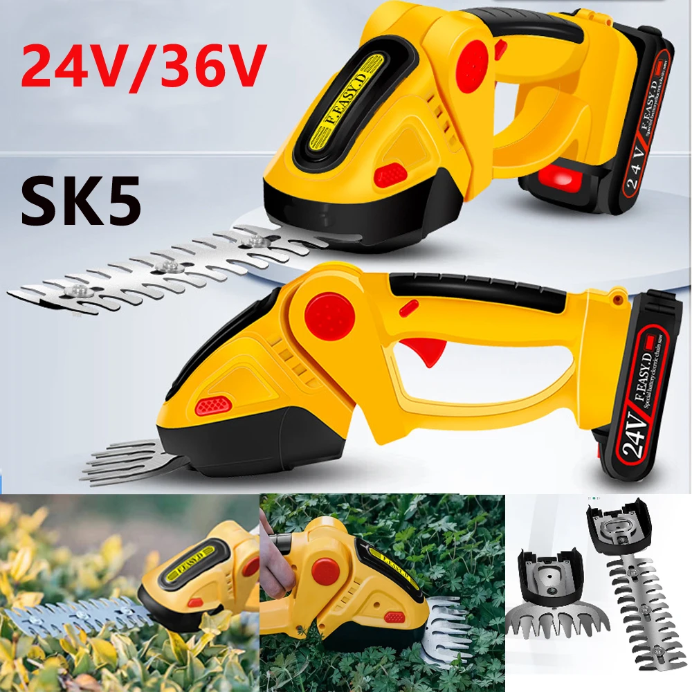 

2in1 Electric Hedge Trimmer 24V/36V Cordless Lawn Pruning Mower Battery Pruner Garden Power Tools Shears Shrub Trimmer for Grass