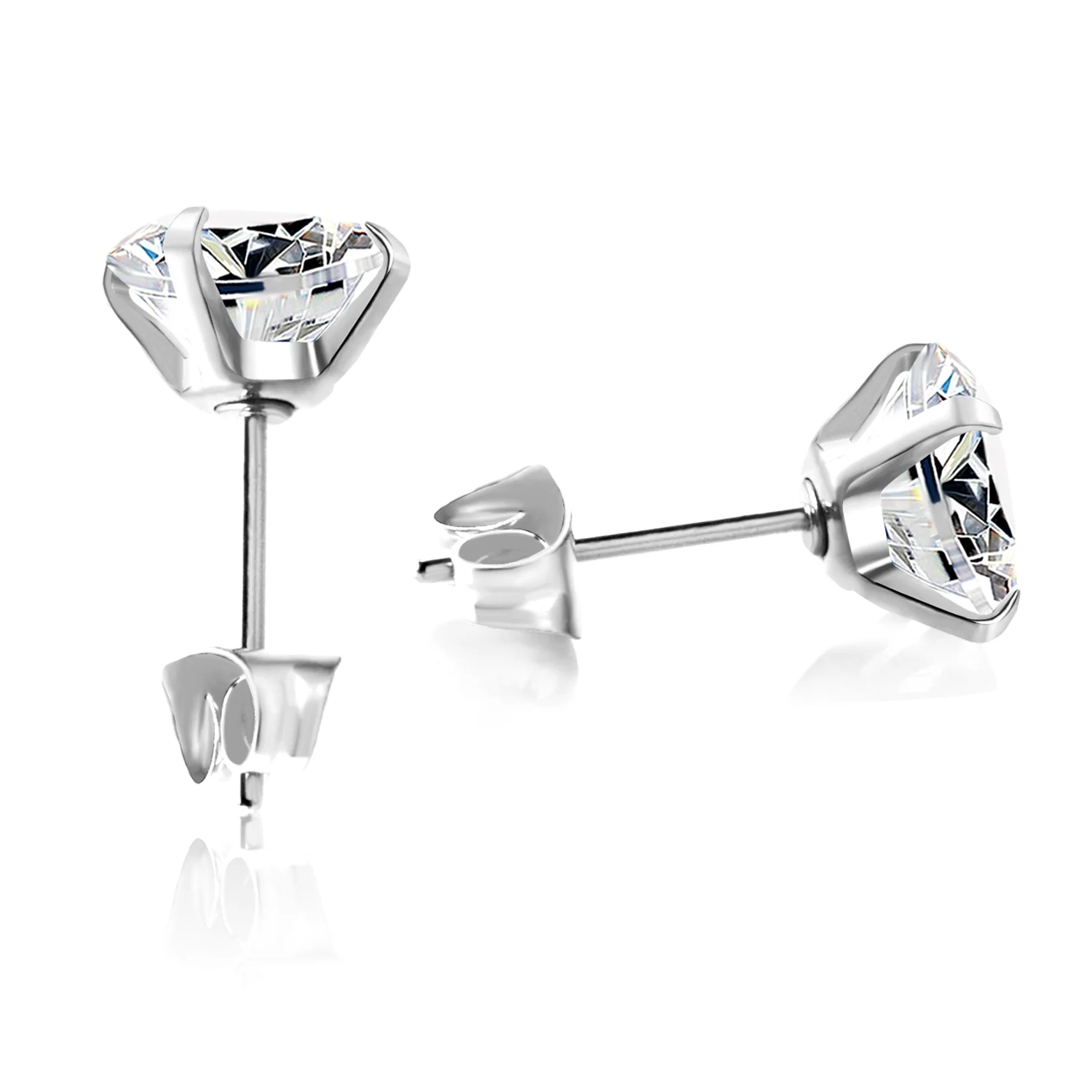 LUXUSTEEL 2Pcs Men's Crystal Zircon Studs Earrings For Women 316L