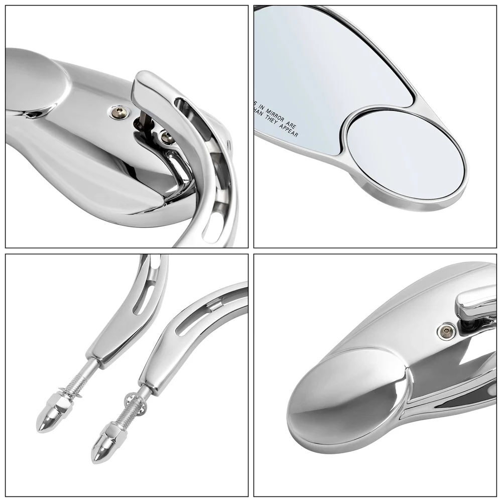 Chrome Rear View Mirrors For Harley Road King FLHR & Fat Boy FLSTF (1990–2016) – Zinc Alloy/Aluminum, 1-Year Warranty
