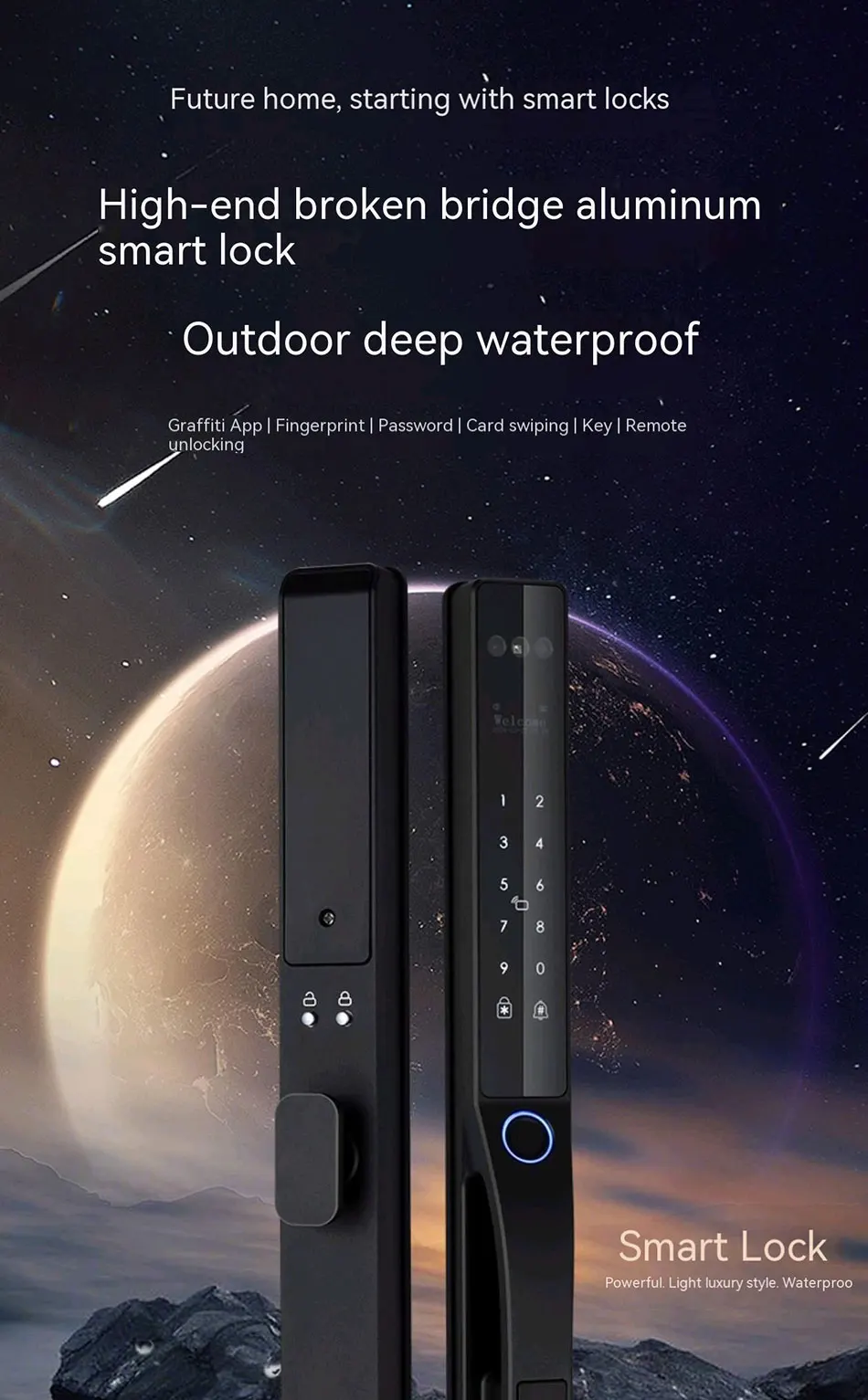 Waterproof Face Recognition Camera Fingerprint Lock TUYA WIFI APP RFID Card Code